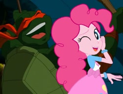 Size: 360x274 | Tagged: safe, edit, pinkie pie, equestria girls, crossover, crossover shipping, michelangelo, pinkey, shipping, teenage mutant ninja turtles, tmnt 2003 series