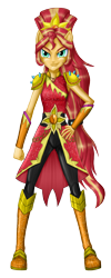 Size: 1668x4184 | Tagged: safe, artist:artemis-polara, sunset shimmer, equestria girls, legend of everfree, armpits, clothes, crystal guardian, gauntlet, hand on hip, pauldron, ponied up, simple background, smiling, smug, smugset shimmer, solo, transparent background