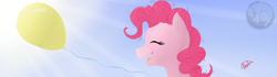 Size: 1000x280 | Tagged: safe, artist:karmadash, pinkie pie, earth pony, pony, balloon, female, mare, pink coat, pink mane, solo