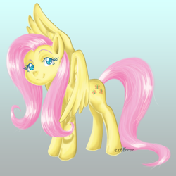 Size: 1000x1000 | Tagged: safe, artist:exeerror, fluttershy, pegasus, pony, female, mare, pink mane, solo, yellow coat