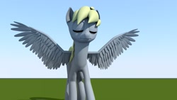 Size: 1920x1080 | Tagged: safe, artist:styroponyworks, derpy hooves, pegasus, pony, 3d, 3d model, blender, eyes closed, female, mare, solo