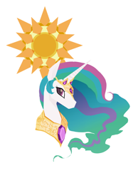 Size: 1280x1646 | Tagged: safe, artist:ceckraft, princess celestia, alicorn, pony, bust, crown, female, horn, mare, multicolored mane, solo, white coat