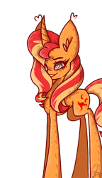 Size: 693x1200 | Tagged: safe, artist:motger-mor, sunset shimmer, pony, equestria girls, cute, ear fluff, hair over one eye, heart eyes, shimmerbetes, signature, simple background, solo, transparent background, wingding eyes