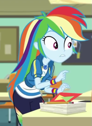 Size: 393x541 | Tagged: safe, derpibooru import, screencap, rainbow dash, better together, equestria girls, the last day of school, cropped, female, geode of super speed, magical geodes