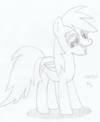 Size: 1984x2416 | Tagged: safe, artist:kogy323, derpy hooves, pegasus, pony, female, mare, monochrome, pencil drawing, solo, traditional art