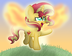 Size: 2025x1577 | Tagged: safe, artist:bubbly-storm, sunset shimmer, pony, unicorn, artificial wings, augmented, cute, fiery shimmer, magic, magic wings, shimmerbetes, solo, sunset phoenix, sunset shimmer day, wings