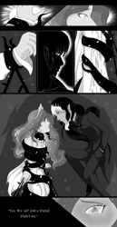 Size: 740x1430 | Tagged: safe, artist:gamblingfoxinahat, discord, princess celestia, human, black vine, comic, humanized