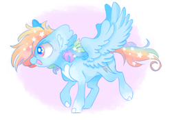 Size: 1440x1002 | Tagged: safe, artist:pinkablue, derpibooru import, rainbow dash, pegasus, pony, ear fluff, female, mare, raised hoof, simple background, solo, spread wings, transparent background, wings