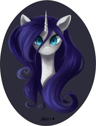 Size: 800x1047 | Tagged: safe, artist:akiiri, rarity, pony, unicorn, bust, looking at you, portrait, solo, thousand yard stare