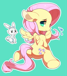 Size: 800x900 | Tagged: safe, artist:kabosu, angel bunny, fluttershy, pegasus, pony, pixiv, plot, solo