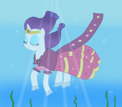 Size: 1616x1424 | Tagged: safe, artist:04startyonlinebc88, rarity, pony, unicorn, clothes, dress, gala dress, lake, swimming, underwater, wet mane