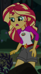 Size: 330x601 | Tagged: safe, screencap, sunset shimmer, equestria girls, legend of everfree, camp everfree outfits, cropped, disgusted, female, solo