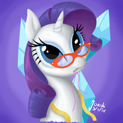 Size: 2000x2000 | Tagged: safe, artist:jorichi, rarity, pony, unicorn, bust, digital art, glasses, solo