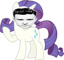 Size: 397x378 | Tagged: safe, edit, rarity, pony, unicorn, face, justin timberlake, photo, solo, wat