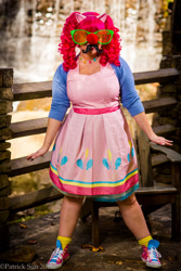 Size: 1365x2048 | Tagged: safe, artist:bewitchedraven, pinkie pie, human, 2013, convention, cosplay, groucho mask, irl, irl human, momocon, photo, solo