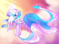 Size: 4000x3000 | Tagged: safe, artist:novabytes, princess celestia, alicorn, pony, both cutie marks, looking back, plot, solo, spread wings, sunbutt