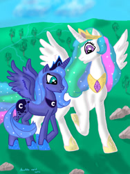 Size: 750x1000 | Tagged: safe, artist:anna-krylova, princess celestia, princess luna, alicorn, pony, duo, s1 luna