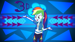 Size: 2560x1440 | Tagged: safe, artist:embersatdawn, artist:laszlvfx, artist:rarespirit611, derpibooru import, edit, rainbow dash, better together, equestria girls, clothes, female, open mouth, pants, solo, wallpaper, wallpaper edit