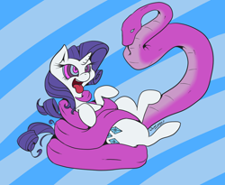 Size: 1000x820 | Tagged: safe, artist:wendigeaux, rarity, pony, snake, unicorn, hypnosis, imminent vore