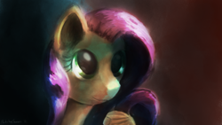 Size: 1920x1080 | Tagged: safe, artist:porkchopsammie, fluttershy, pegasus, pony, bust, portrait, solo