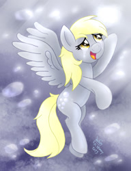 Size: 920x1200 | Tagged: safe, artist:joakaha, derpy hooves, pegasus, pony, bubble, crying, female, mare, solo, tears of joy