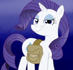 Size: 908x880 | Tagged: safe, artist:ced75, rarity, pony, unicorn, female, horn, mare, purple mane, saddle bag, solo, white coat