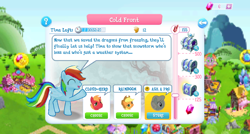 Size: 1024x549 | Tagged: safe, derpibooru import, applejack, big macintosh, rainbow dash, earth pony, pegasus, pony, gameloft, gem, happy, text, waving