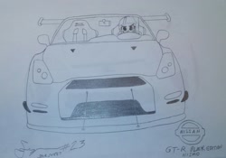 Size: 2062x1440 | Tagged: safe, artist:forzaveteranenigma, sour sweet, equestria girls, friendship games, car, driving, nismo, nissan, nissan gt-r, solo, traditional art