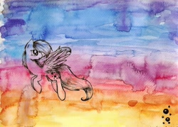 Size: 1584x1136 | Tagged: safe, artist:mufflinka, derpy hooves, pegasus, pony, female, mare, solo, traditional art