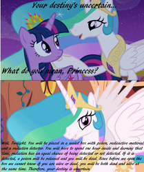 Size: 642x768 | Tagged: safe, screencap, princess celestia, twilight sparkle, twilight sparkle (alicorn), alicorn, pony, female, mare, quantum mechanics, quantum physics, schrödinger's cat, you'll play your part