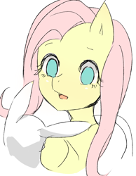 Size: 700x900 | Tagged: safe, artist:biscuit1646, angel bunny, fluttershy, pegasus, pony, female, mare, pixiv