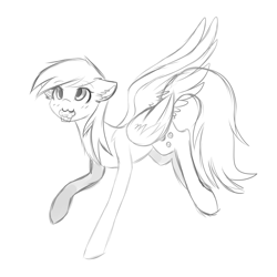 Size: 4000x4000 | Tagged: safe, artist:kurochhi, derpy hooves, pegasus, pony, absurd resolution, female, food, mare, monochrome, mouth hold, muffin, solo