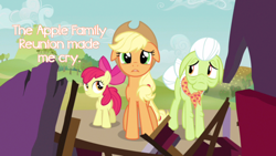 Size: 500x281 | Tagged: safe, apple bloom, applejack, granny smith, earth pony, pony, apple family reunion, pony confession, pony confessions, tumblr