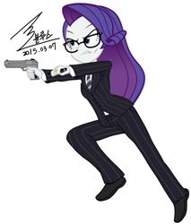 Size: 900x1057 | Tagged: safe, artist:bluse, rarity, equestria girls, background removed, crossover, eggsy, female, kingsman: the secret service, show accurate, signature, simple background, solo, white background