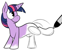 Size: 800x650 | Tagged: safe, artist:karpet-shark, derpibooru import, twilight sparkle, creation, drawn into existence, pen, sketch, solo, twily-daily, wip