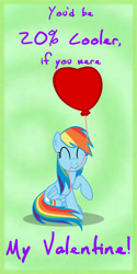 Size: 750x1500 | Tagged: safe, artist:jimmy--chan, derpibooru import, rainbow dash, pegasus, pony, 20% cooler, balloon, eyes closed, female, heart, heart balloon, mare, mouth hold, solo, text, valentine, valentine's day