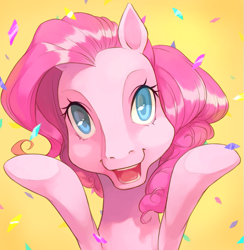 Size: 685x702 | Tagged: safe, artist:tonito, pinkie pie, earth pony, pony, looking at you, pinkie blind, pixiv, solo