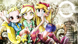 Size: 3000x1687 | Tagged: safe, artist:skyshek, derpy hooves, equestria girls, ass, blonde, butt, clothes swap, crossover, cute, equestria girls outfit, female, humanized, makihatayama hana, ojamajo doremi, star butterfly, star vs the forces of evil