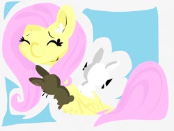 Size: 1024x768 | Tagged: safe, artist:supernoncutie, fluttershy, pegasus, pony, rabbit, female, mare, solo