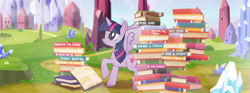 Size: 851x315 | Tagged: safe, derpibooru import, twilight sparkle, twilight sparkle (alicorn), alicorn, pony, book, crystal empire, facebook, female, mare, solo