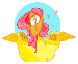 Size: 700x571 | Tagged: safe, artist:stevetwisp, fluttershy, human, bindi, clothes, humanized, solo, sweater, sweatershy, winged humanization