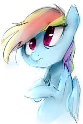 Size: 401x595 | Tagged: safe, artist:dotkwa, derpibooru import, rainbow dash, pegasus, pony, female, mare, simple background, solo, white background