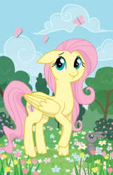 Size: 650x1005 | Tagged: safe, artist:pickletoez, fluttershy, pegasus, pony, female, mare, pink mane, solo, yellow coat