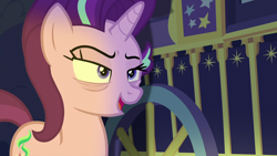 Size: 1280x720 | Tagged: safe, screencap, starlight glimmer, pony, unicorn, road to friendship, bags under eyes, female, mare, solo, trixie's wagon