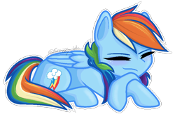 Size: 800x525 | Tagged: safe, artist:realfluttertree, derpibooru import, rainbow dash, pegasus, pony, eyes closed, simple background, sleeping, sleepy, solo, transparent background