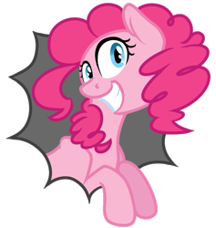 Size: 563x593 | Tagged: safe, artist:onikashi, pinkie pie, earth pony, pony, female, fourth wall, mare, pink coat, pink mane, solo