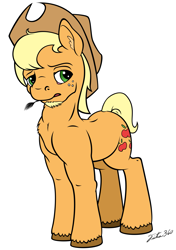 Size: 1361x1931 | Tagged: safe, artist:mynder, artist:tsitra360, applejack, applejack (male), earth pony, pony, beard, hooves, rule 63, simple background, solo, unshorn fetlocks