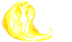 Size: 2800x1653 | Tagged: safe, artist:fraida94, princess celestia, alicorn, pony, female, fire, horn, mane of fire, mare, simple background, solo, white background