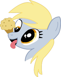 Size: 2230x2829 | Tagged: safe, artist:chrispy248, derpy hooves, pegasus, pony, balancing, bust, female, food, mare, muffin, ponies balancing stuff on their nose, portrait, solo, tongue out