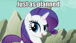 Size: 960x539 | Tagged: safe, screencap, rarity, pony, unicorn, image macro, just as planned, meme, solo